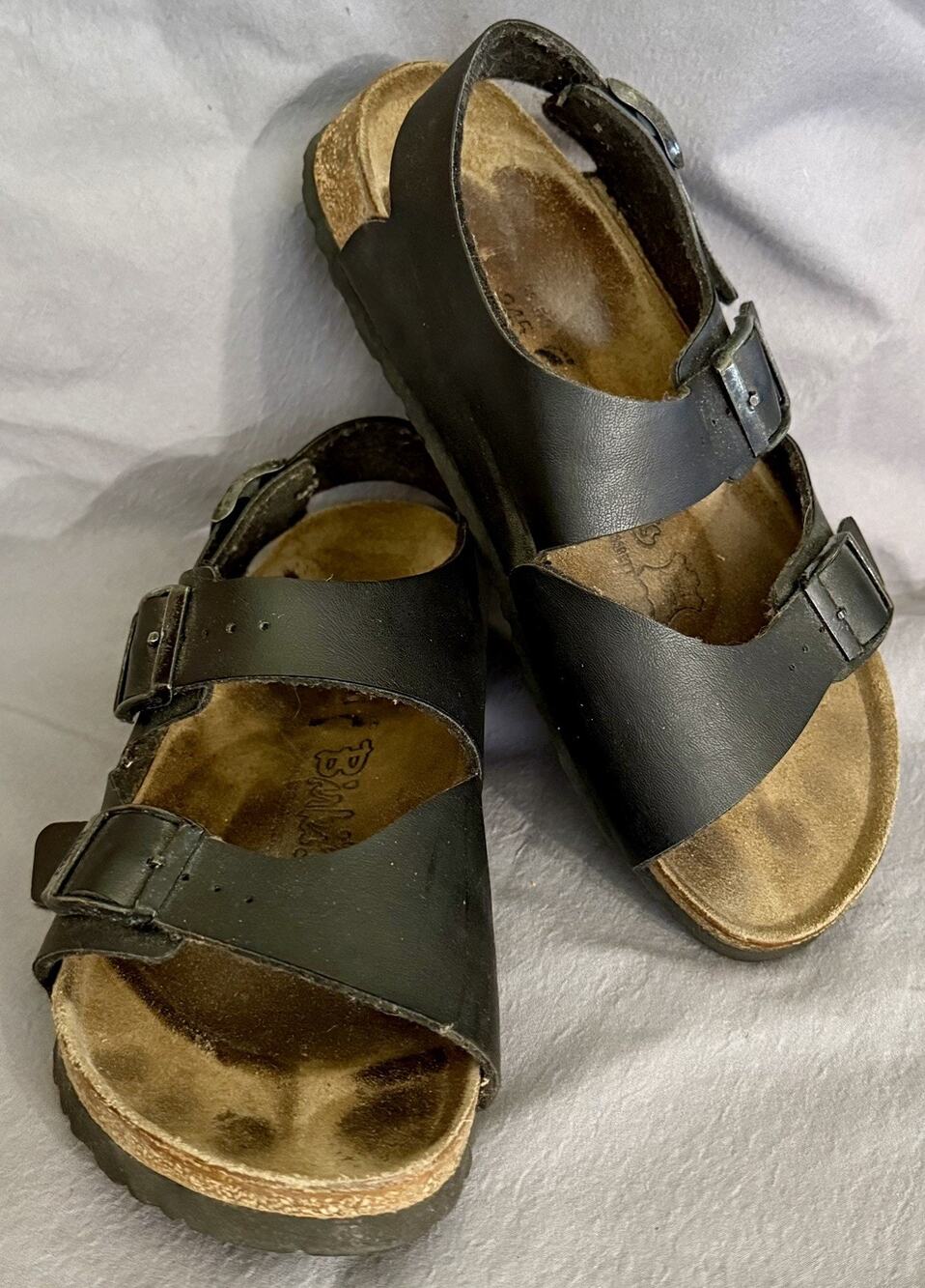 Women's Navy Blue Birkenstock New York Sandals 38 50 245 L7 M5 LIGHTLY WORN!